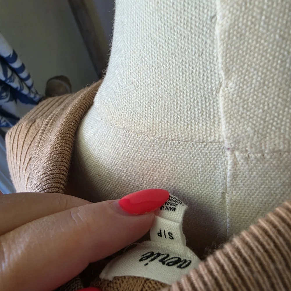 aerie Ribbed Button-Front Collared Cardigan - Camel